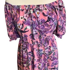 Bloom Chic Floral Pink and Purple Midi Dress size 10